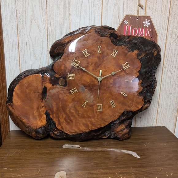 Rustic Wood Wall Clock with Roman Numerals - Picture 1 of 3